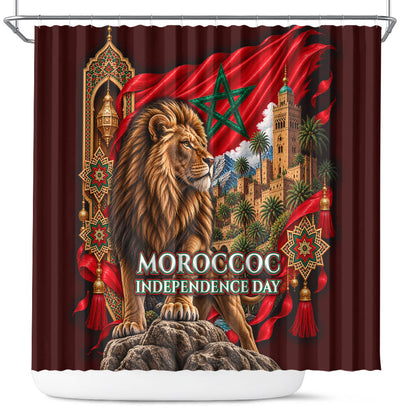 Morocco Independence Day Lion Shower Curtain Atlas Mountain Kasbah Heritage