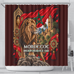 Morocco Independence Day Lion Shower Curtain Atlas Mountain Kasbah Heritage