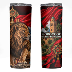 Morocco Independence Day Lion Skinny Tumbler Atlas Mountain Kasbah Heritage