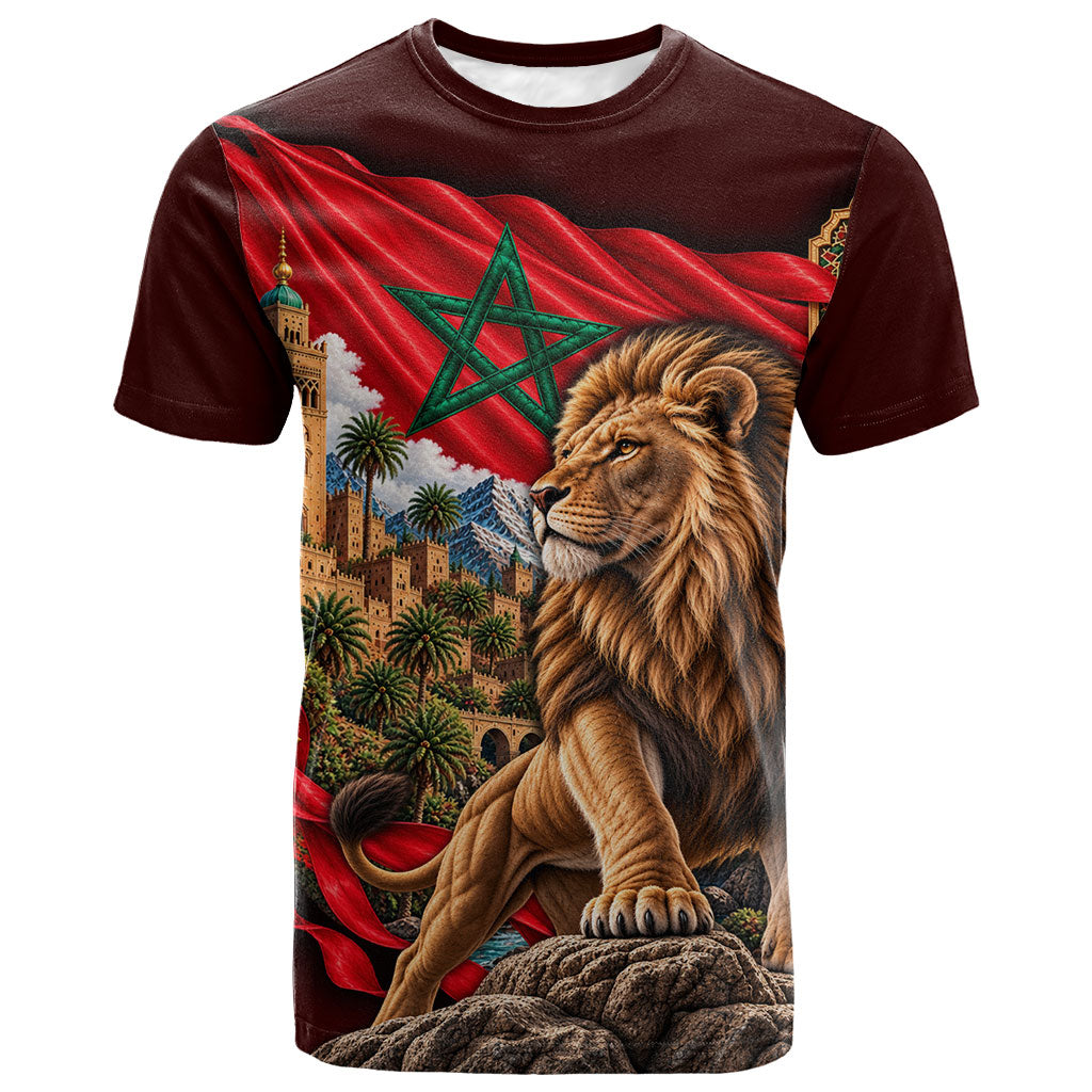 Morocco Independence Day Lion T shirt Atlas Mountain Kasbah Heritage