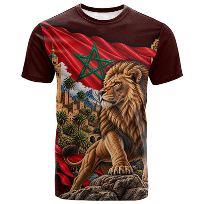 Morocco Independence Day Lion T shirt Atlas Mountain Kasbah Heritage