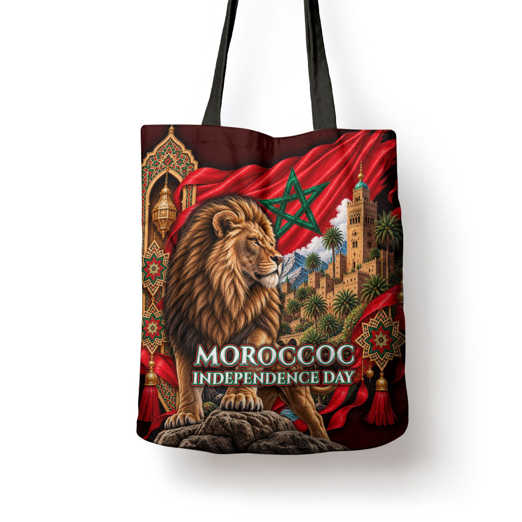 Morocco Independence Day Lion Tote Bag Atlas Mountain Kasbah Heritage