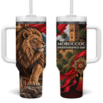 Morocco Independence Day Lion Tumbler With Handle Atlas Mountain Kasbah Heritage