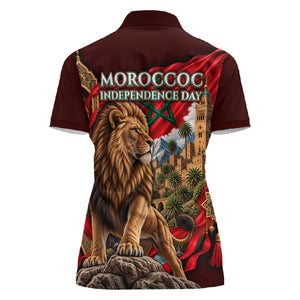 Morocco Independence Day Lion Women Polo Shirt Atlas Mountain Kasbah Heritage