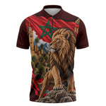 Morocco Independence Day Lion Zipper Polo Shirt Atlas Mountain Kasbah Heritage