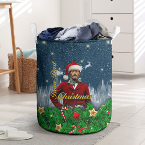 Isom Dart Christmas Laundry Basket Black Cowboy  Santa Western Snow Winter