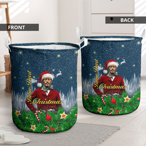 Isom Dart Christmas Laundry Basket Black Cowboy  Santa Western Snow Winter