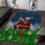 Isom Dart Christmas Area Rug Black Cowboy  Santa Western Snow Winter