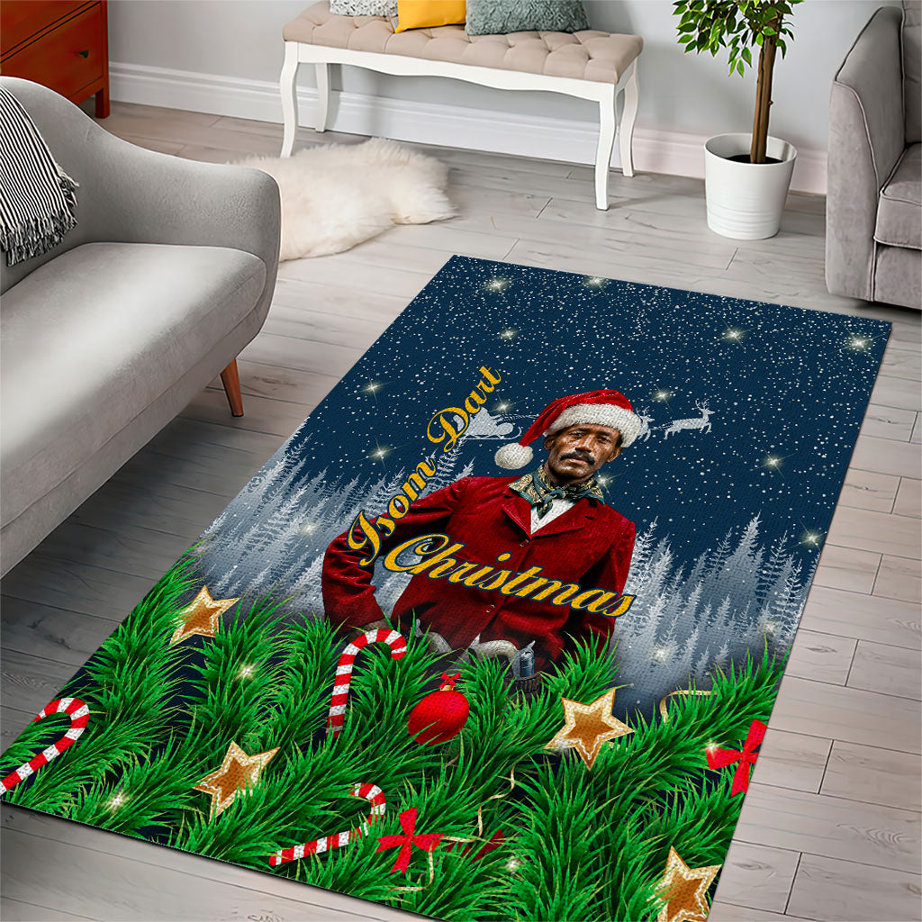 Isom Dart Christmas Area Rug Black Cowboy  Santa Western Snow Winter