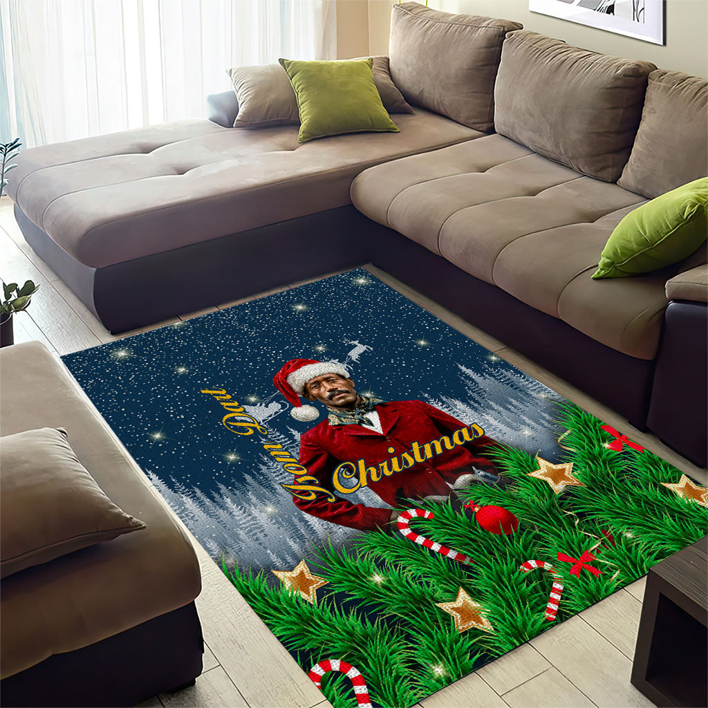 Isom Dart Christmas Area Rug Black Cowboy  Santa Western Snow Winter