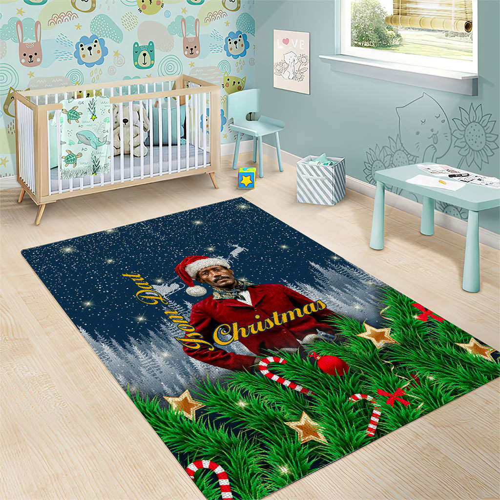 Isom Dart Christmas Area Rug Black Cowboy  Santa Western Snow Winter