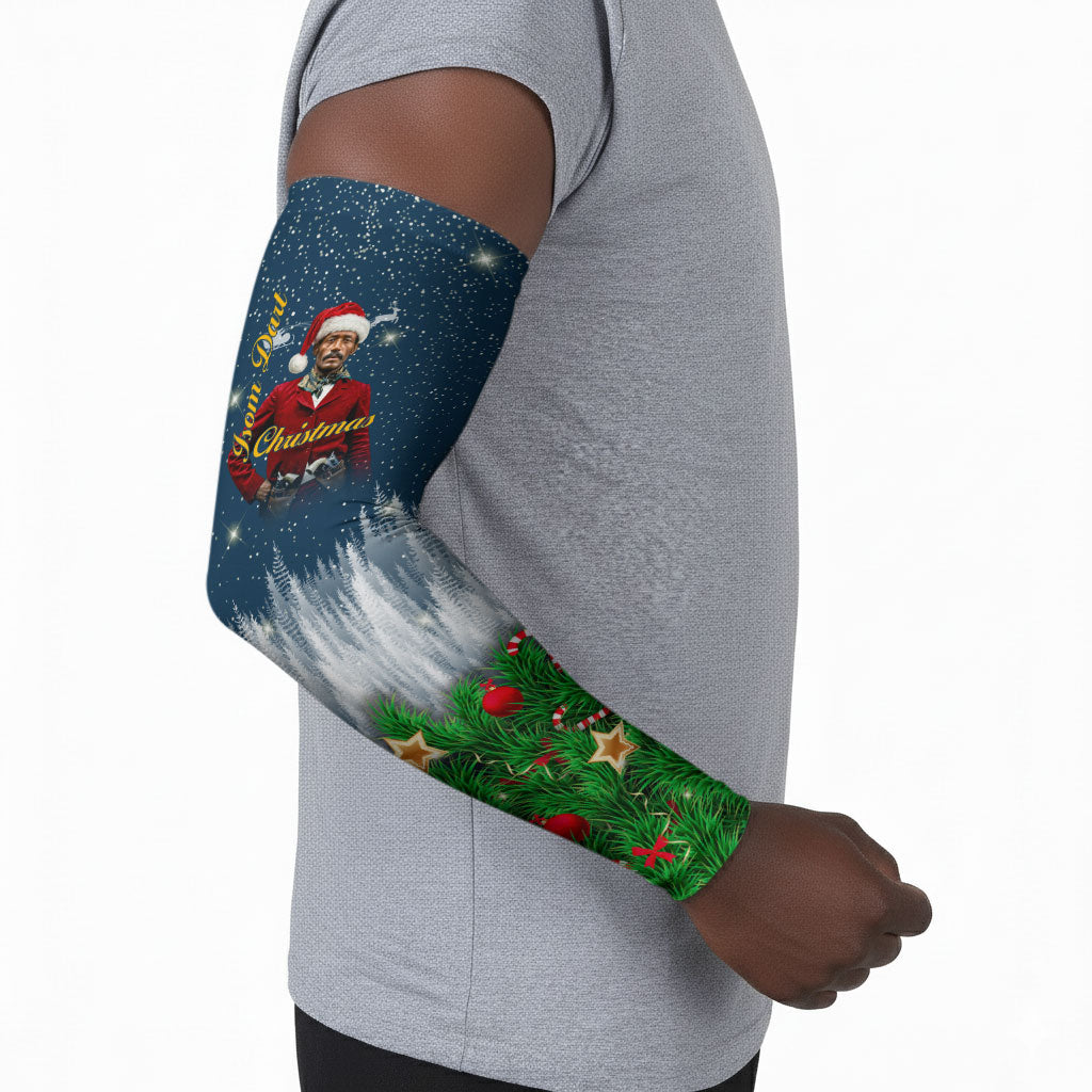 Isom Dart Christmas Arm Sleeves Black Cowboy  Santa Western Snow Winter