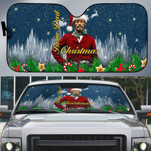 Isom Dart Christmas Auto Sun Shade Black Cowboy  Santa Western Snow Winter