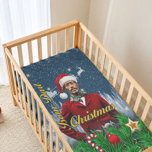 Isom Dart Christmas Baby Bed Cover Black Cowboy  Santa Western Snow Winter