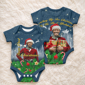 Isom Dart Christmas Baby Onesie Black Cowboy  Santa Western Snow Winter