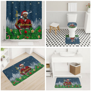 Isom Dart Christmas Bathroom Set Black Cowboy  Santa Western Snow Winter