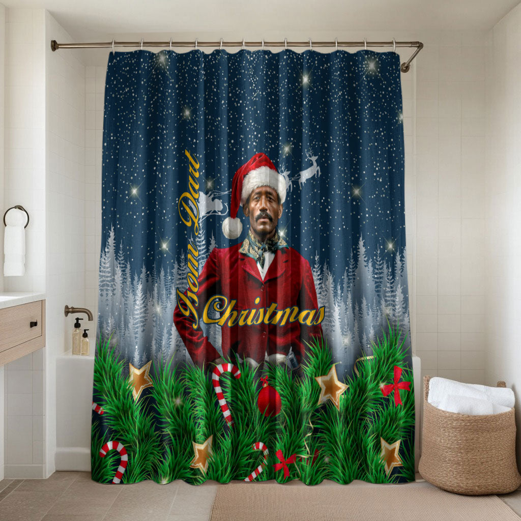 Isom Dart Christmas Bathroom Set Black Cowboy  Santa Western Snow Winter