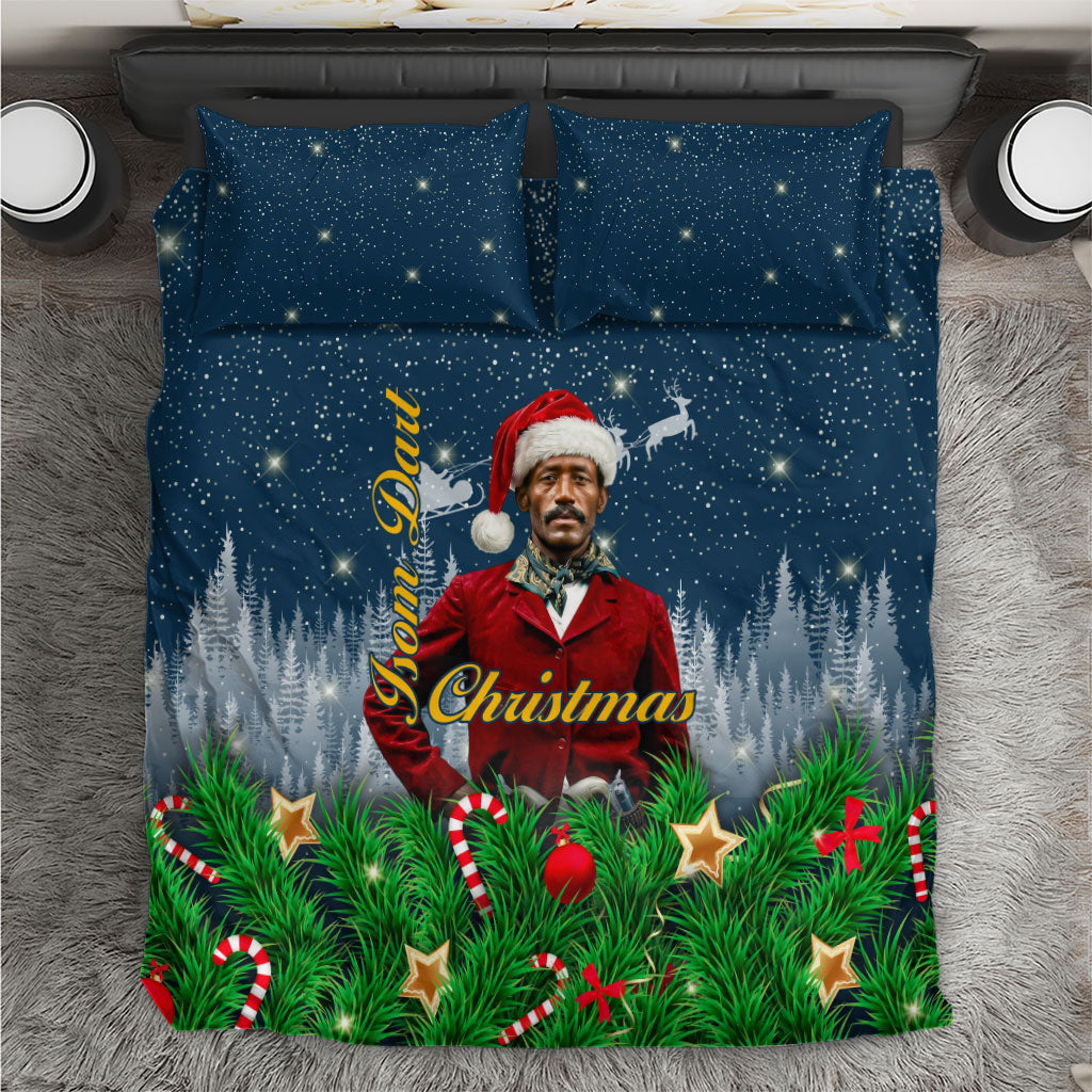 Isom Dart Christmas Bedding Set Black Cowboy  Santa Western Snow Winter