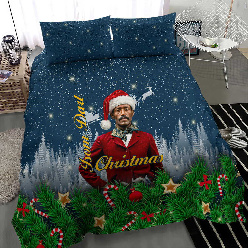 Isom Dart Christmas Bedding Set Black Cowboy  Santa Western Snow Winter