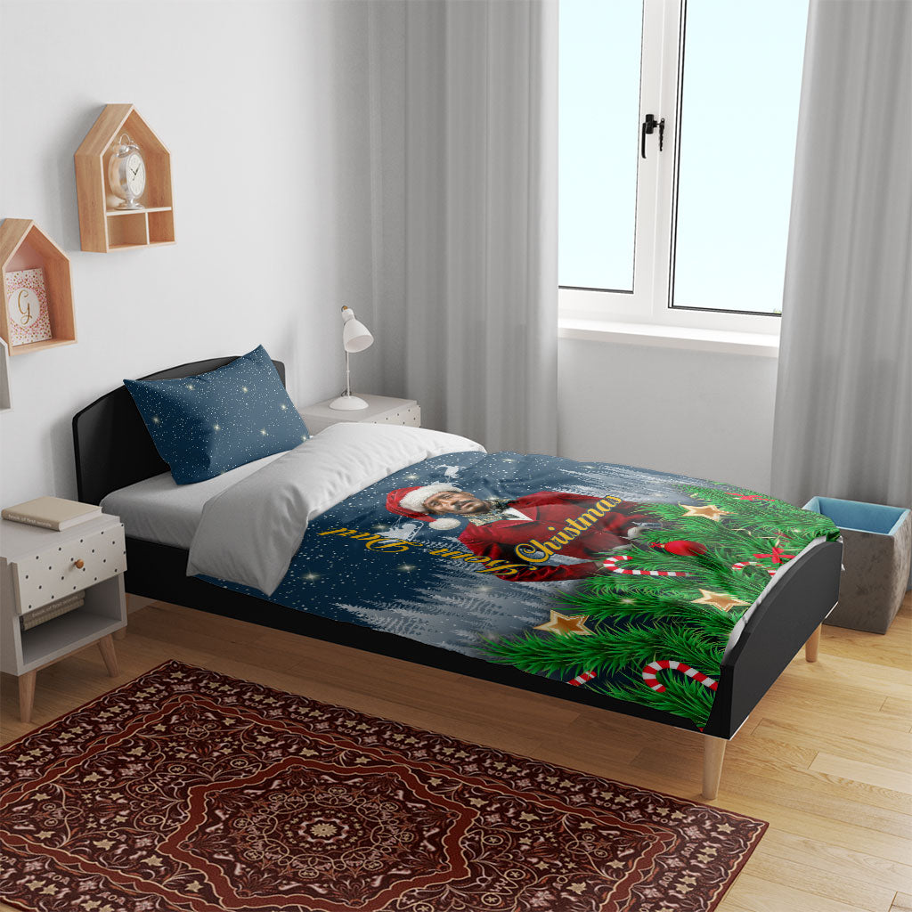 Isom Dart Christmas Bedding Set Black Cowboy  Santa Western Snow Winter