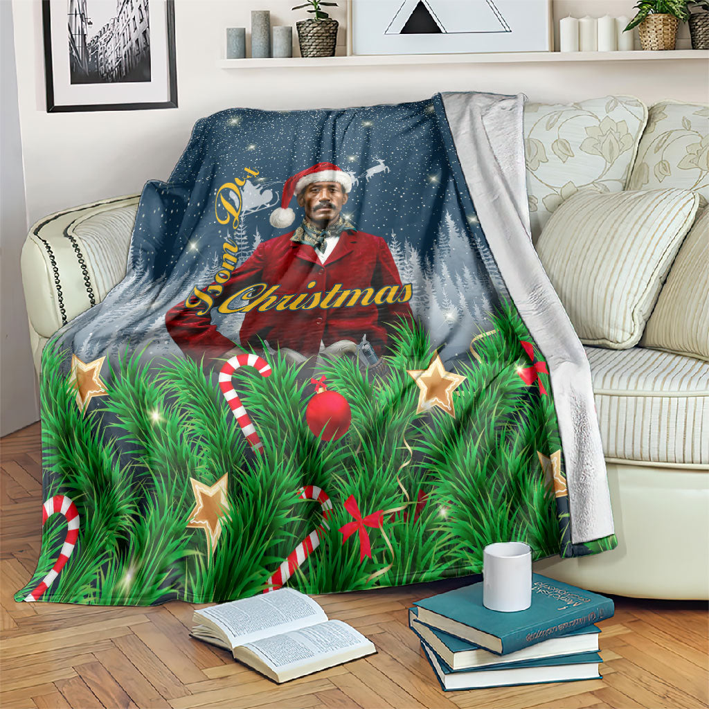 Isom Dart Christmas Blanket Black Cowboy  Santa Western Snow Winter