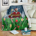 Isom Dart Christmas Blanket Black Cowboy  Santa Western Snow Winter