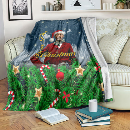 Isom Dart Christmas Blanket Black Cowboy  Santa Western Snow Winter