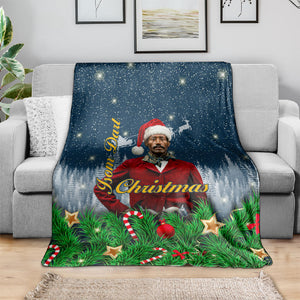 Isom Dart Christmas Blanket Black Cowboy  Santa Western Snow Winter