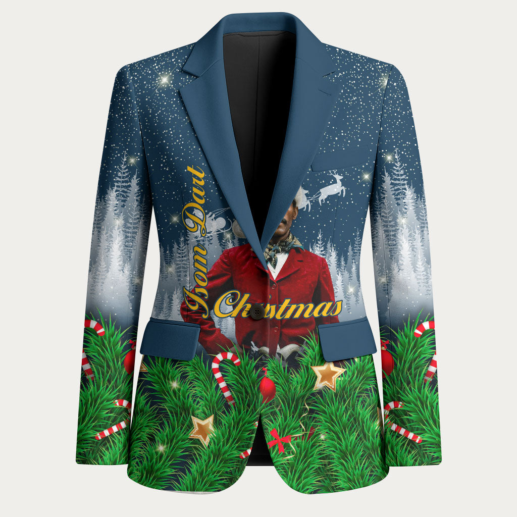 Isom Dart Christmas Blazer Black Cowboy  Santa Western Snow Winter