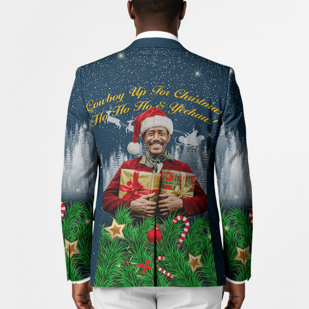 Isom Dart Christmas Blazer Black Cowboy  Santa Western Snow Winter