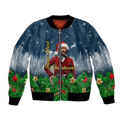 Isom Dart Christmas Bomber Jacket Black Cowboy  Santa Western Snow Winter