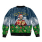 Isom Dart Christmas Bomber Jacket Black Cowboy  Santa Western Snow Winter