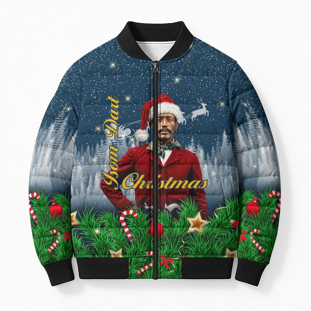 Isom Dart Christmas Bomber Puffer Jacket Black Cowboy  Santa Western Snow Winter