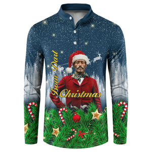 Isom Dart Christmas Button Sweatshirt Black Cowboy  Santa Western Snow Winter