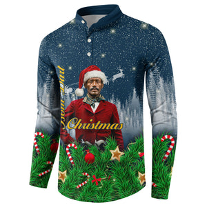 Isom Dart Christmas Button Sweatshirt Black Cowboy  Santa Western Snow Winter