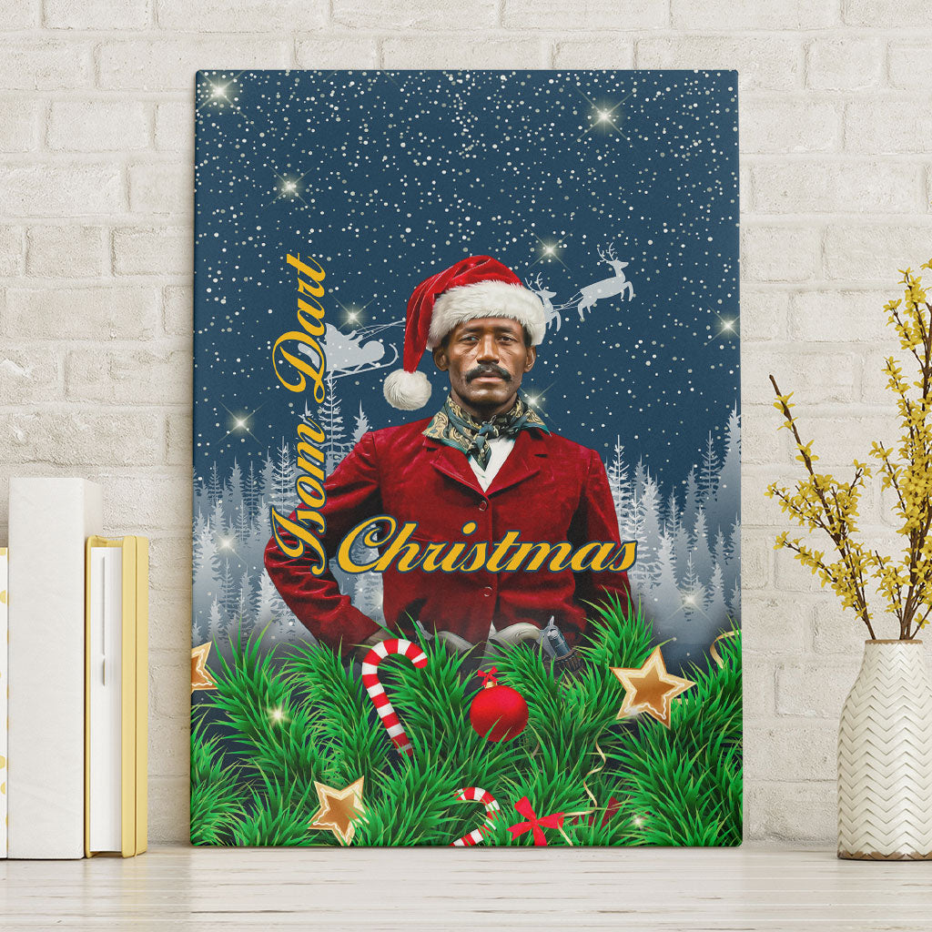 Isom Dart Christmas Canvas Wall Art Black Cowboy  Santa Western Snow Winter