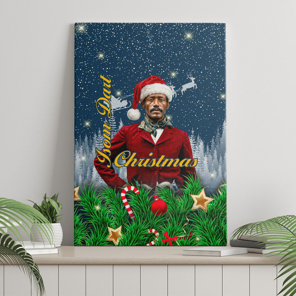 Isom Dart Christmas Canvas Wall Art Black Cowboy  Santa Western Snow Winter