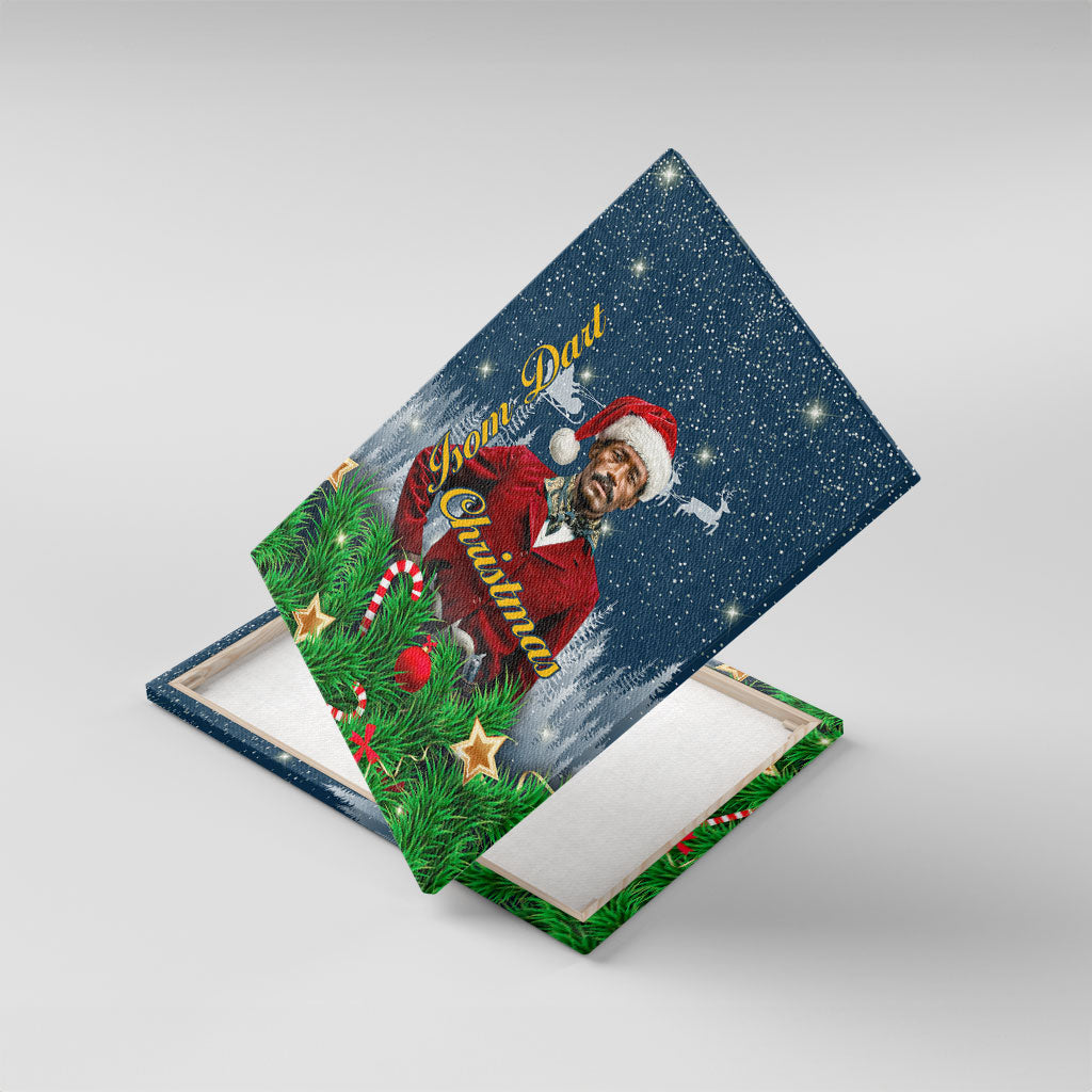 Isom Dart Christmas Canvas Wall Art Black Cowboy  Santa Western Snow Winter