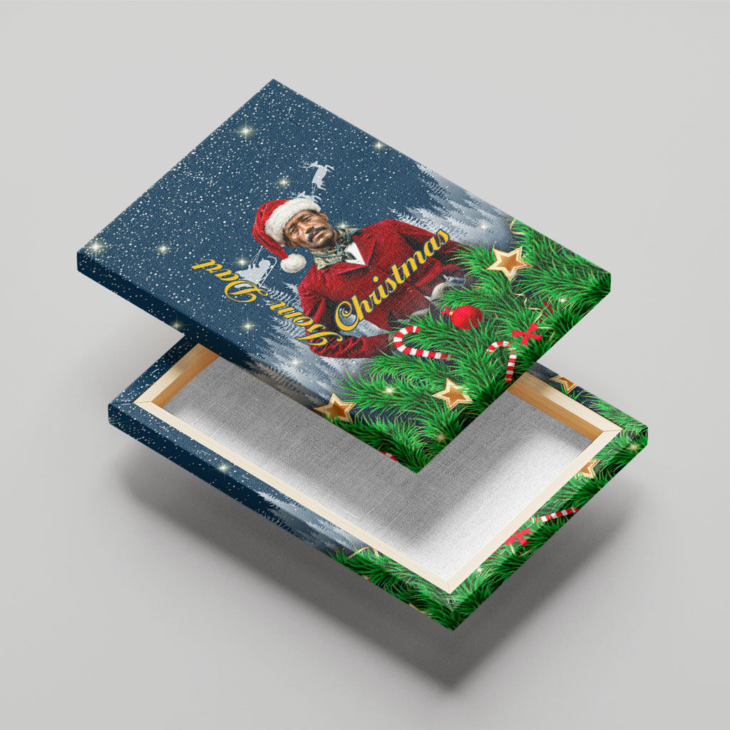 Isom Dart Christmas Canvas Wall Art Black Cowboy  Santa Western Snow Winter