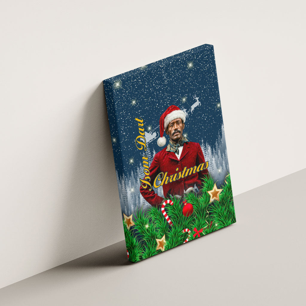Isom Dart Christmas Canvas Wall Art Black Cowboy  Santa Western Snow Winter