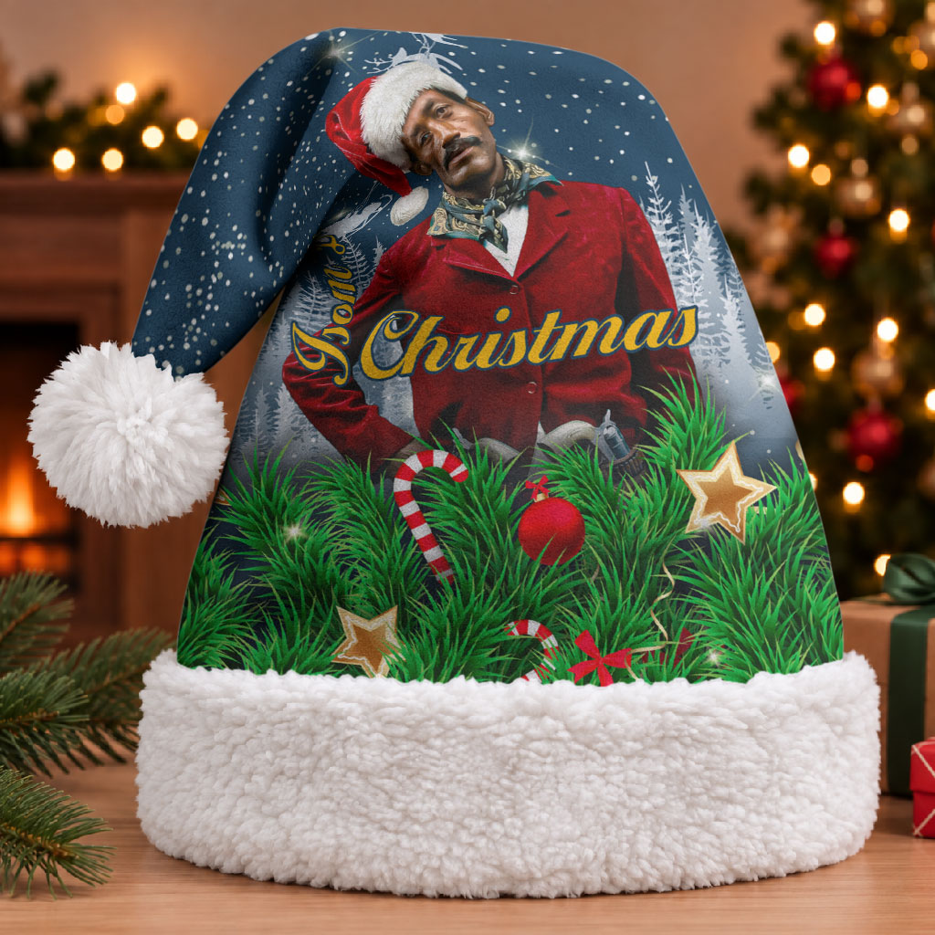 Isom Dart Christmas Santa Hat Black Cowboy  Santa Western Snow Winter