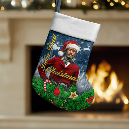 Isom Dart Christmas Stocking Black Cowboy  Santa Western Snow Winter