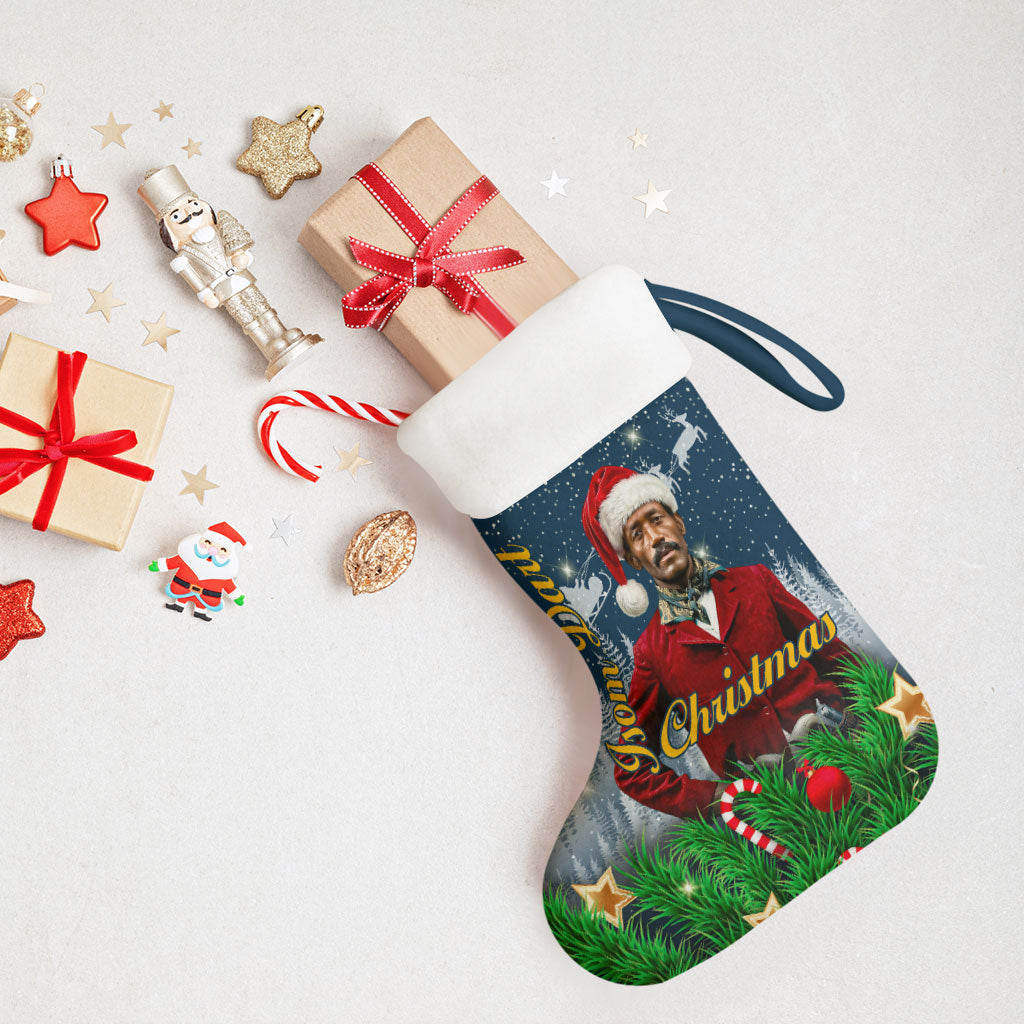 Isom Dart Christmas Stocking Black Cowboy  Santa Western Snow Winter