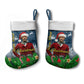 Isom Dart Christmas Stocking Black Cowboy  Santa Western Snow Winter
