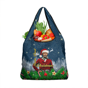 Isom Dart Christmas Grocery Bag Black Cowboy  Santa Western Snow Winter