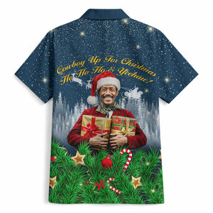 Isom Dart Christmas Hawaiian Shirt Black Cowboy  Santa Western Snow Winter