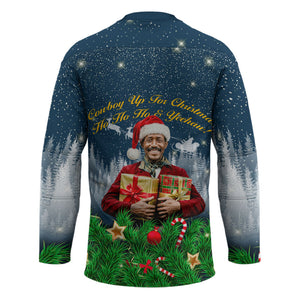 Isom Dart Christmas Hockey Jersey Black Cowboy  Santa Western Snow Winter
