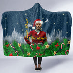 Isom Dart Christmas Hooded Blanket Black Cowboy  Santa Western Snow Winter