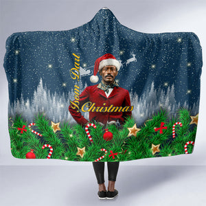Isom Dart Christmas Hooded Blanket Black Cowboy  Santa Western Snow Winter