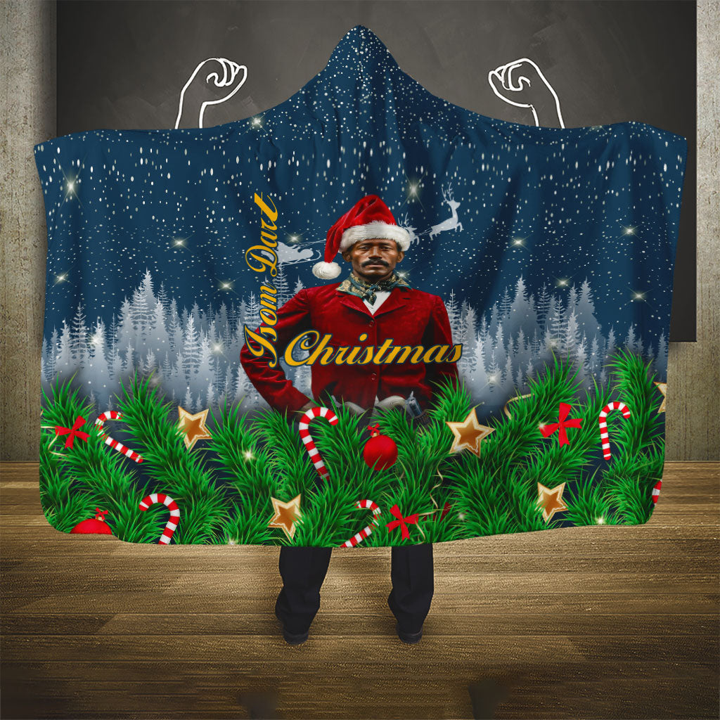 Isom Dart Christmas Hooded Blanket Black Cowboy  Santa Western Snow Winter